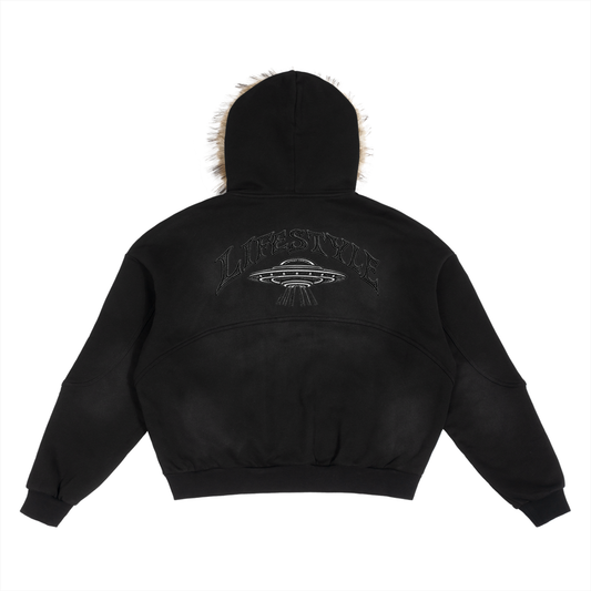 Kay Peezy - Sun Fade Boxy Detachable Fur Hoodie