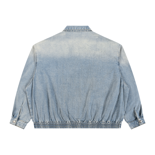 Kay Peezy - Vintage Wash Full-Zip Denim Jacket