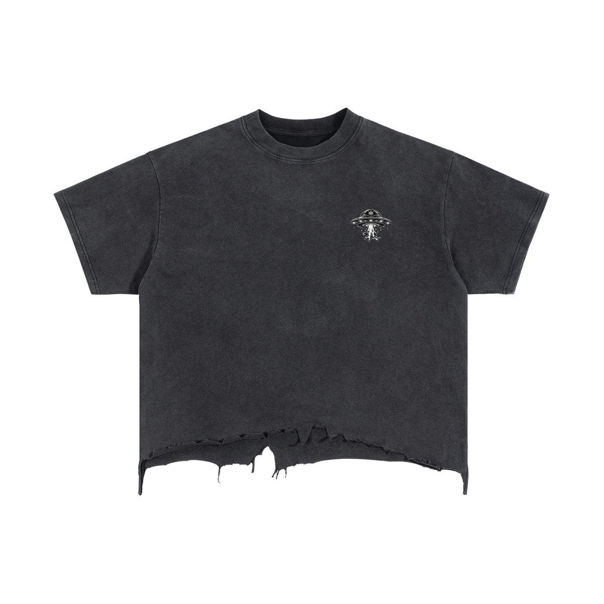 Kay Peezy - Vintage Wash Boxy Distressed Hem T-Shirt