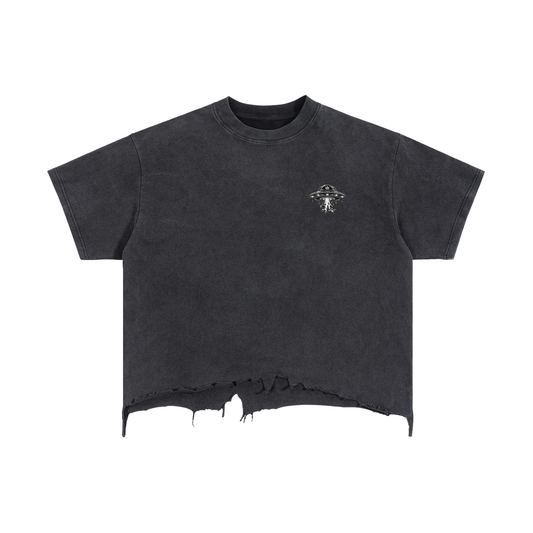 Kay Peezy - Vintage Wash Boxy Distressed Hem T-Shirt
