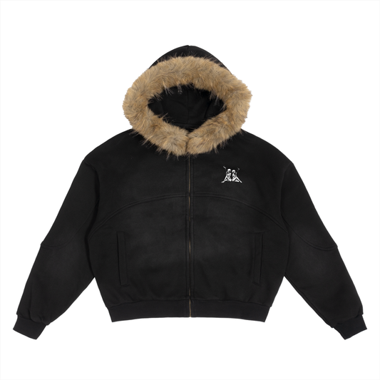 Kay Peezy - Sun Fade Boxy Detachable Fur Hoodie