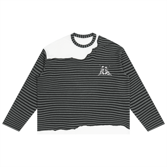 Kay Peezy - Striped Panel Boxy Long Sleeve T-Shirt