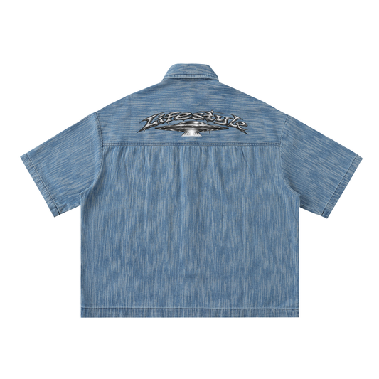 Kay Peezy - Distressed Wash Short-Sleeve Shirt