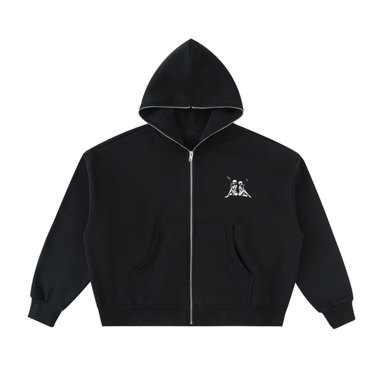 Kay Peezy - Fleeced Full-Zip Boxy Hoodie