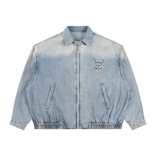 Kay Peezy - Vintage Wash Full-Zip Denim Jacket