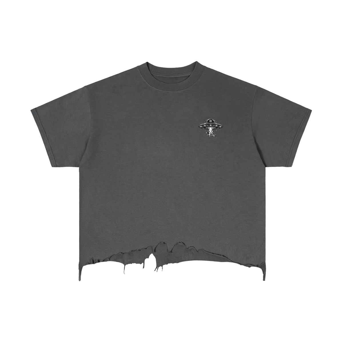 Kay Peezy - Vintage Wash Boxy Distressed Hem T-Shirt