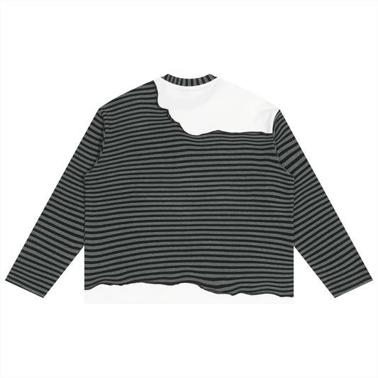 Kay Peezy - Striped Panel Boxy Long Sleeve T-Shirt