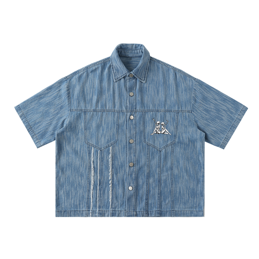 Kay Peezy - Distressed Wash Short-Sleeve Shirt